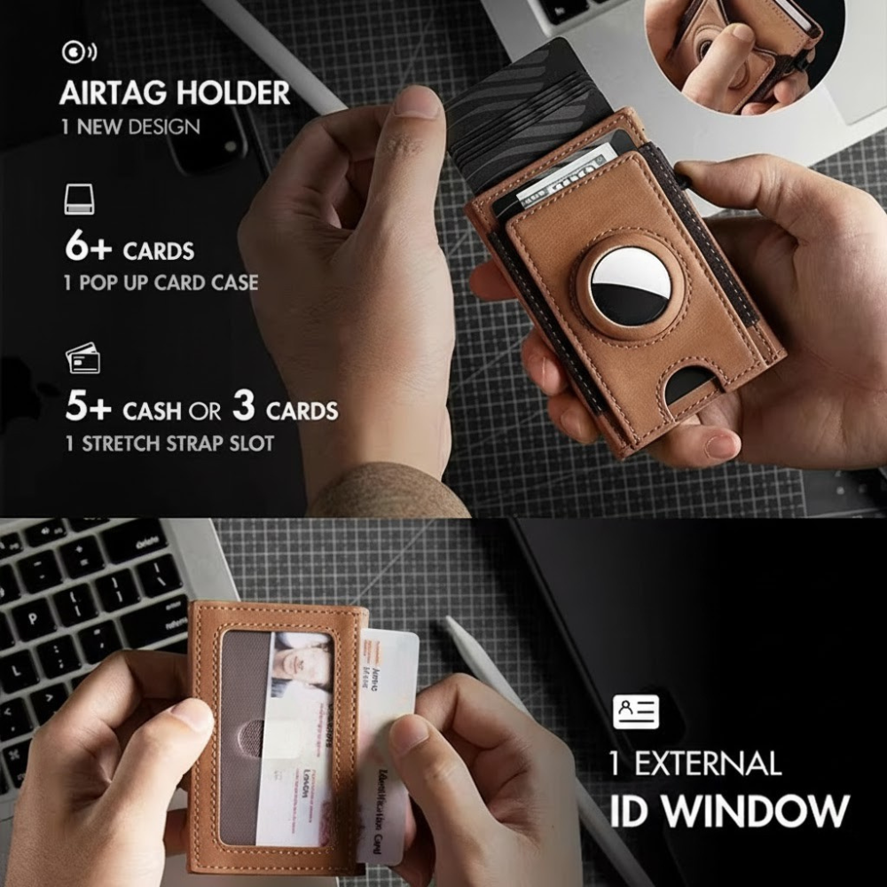 NOVLIM - Genuine Leather & AirTag Slot Wallet