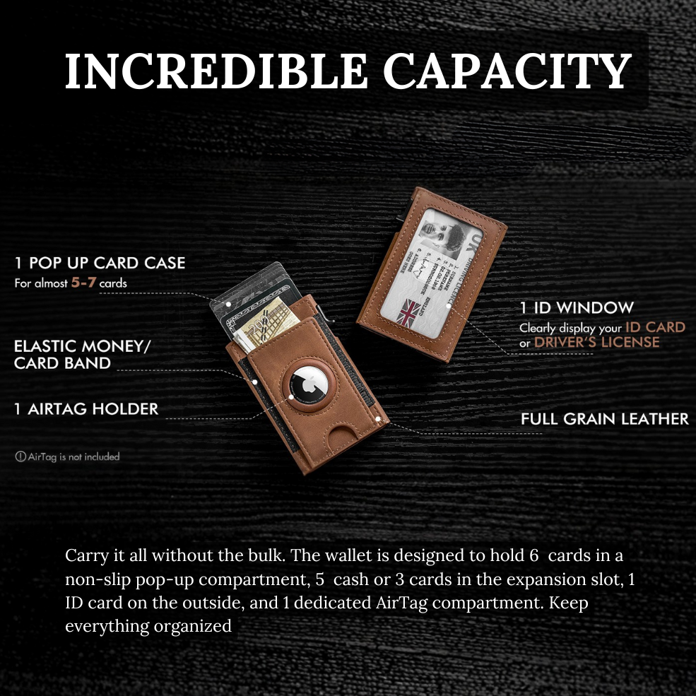 NOVLIM - Genuine Leather & AirTag Slot Wallet