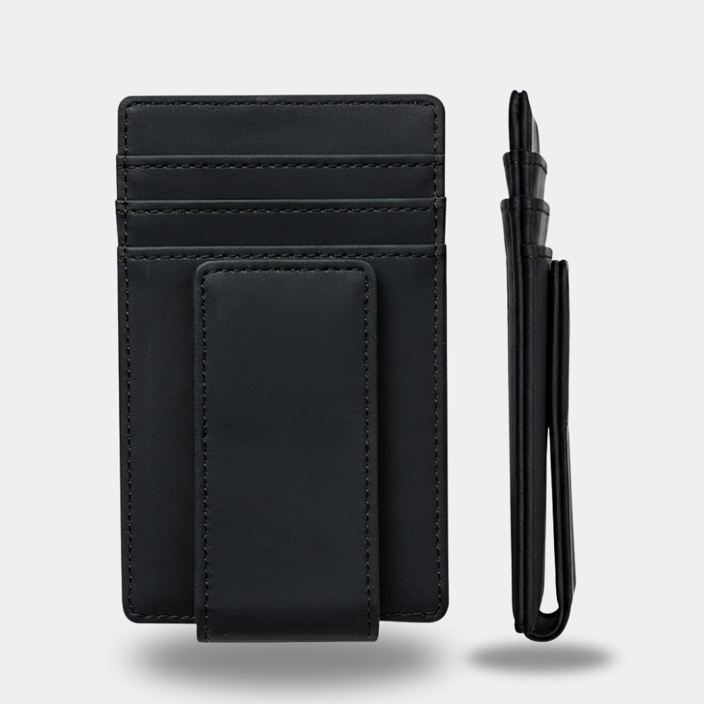 NOVLIM Genuine Leather Super Slim Magnetic Wallet with ID Card And RFID Blocking Feature