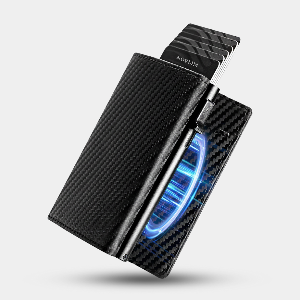 NOVLIM Slim Magnetic Trifold Pop up Card Holder With ID Window