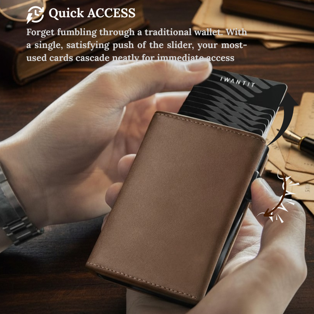 NOVLIM Slim Magnetic Trifold Pop up Card Holder With ID Window