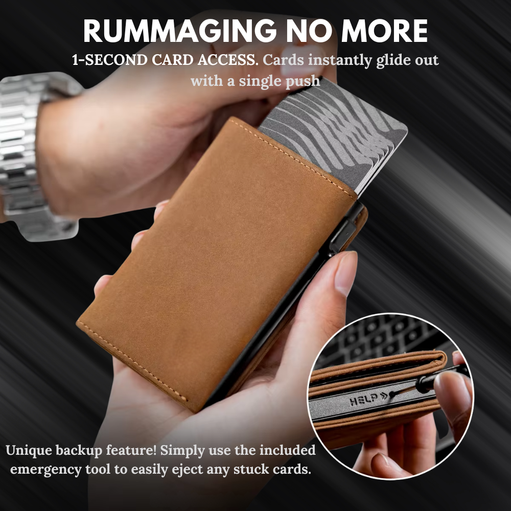 NOVLIM Slim Magnetic Trifold Pop up Card Holder With ID Window