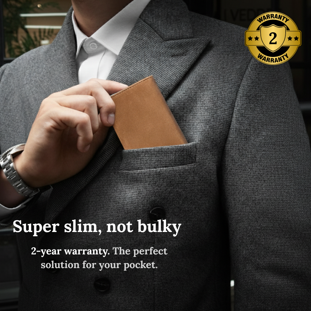 NOVLIM Slim Magnetic Trifold Pop up Card Holder With ID Window