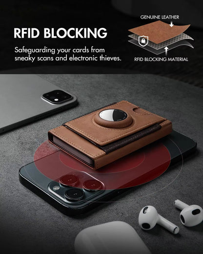 NOVLIM - Genuine Leather & AirTag Slot Wallet